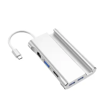 

EastVita USB C Hub to HDMI Adapter Type C Multiport Dock to 4K HDMI 1000Mbps Ethernet VGA USB 3.0 for MacBook Pro/Disk/Keyboard
