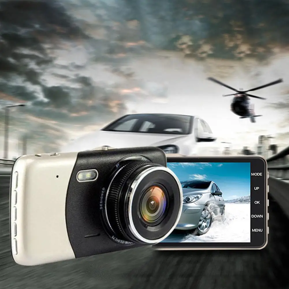 4-дюймовый ips Full HD 1080P вождение автомобиля Регистраторы Dashcam Видеорегистраторы для автомобилей вождения Регистраторы 170 градусов Широкий формат с двумя объективами Автомобильный видеорегистратор