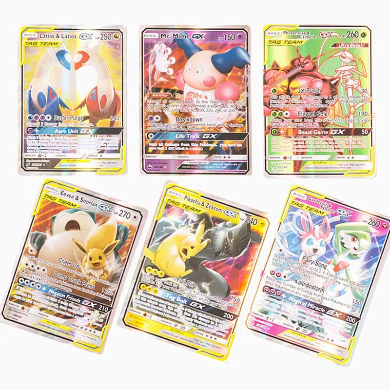 100 шт серии Pokemones карты GX Мега тег команда EX TAKARA TOMY карточная игра битва карта с коробкой