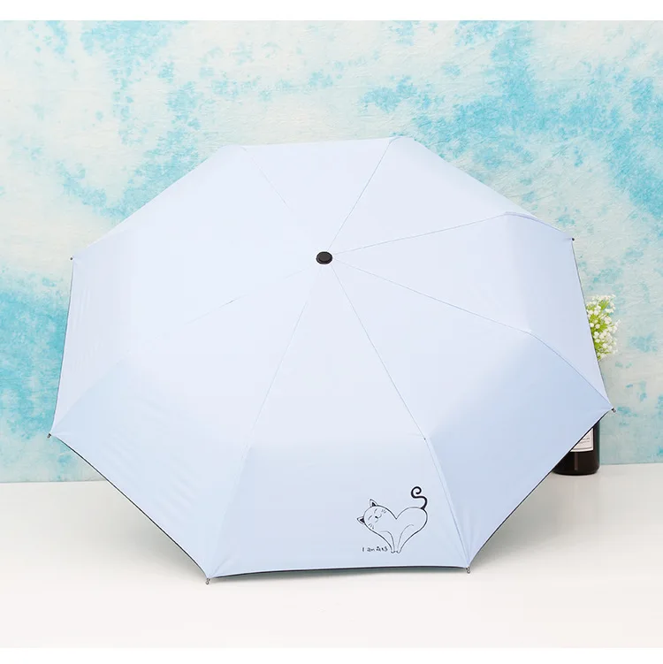 Umbrella Women's Sun-resistant Parasol Simple Solid Color Folding Rain Or Shine Dual Purpose Umbrella Reinforced Hipster Vinyl P