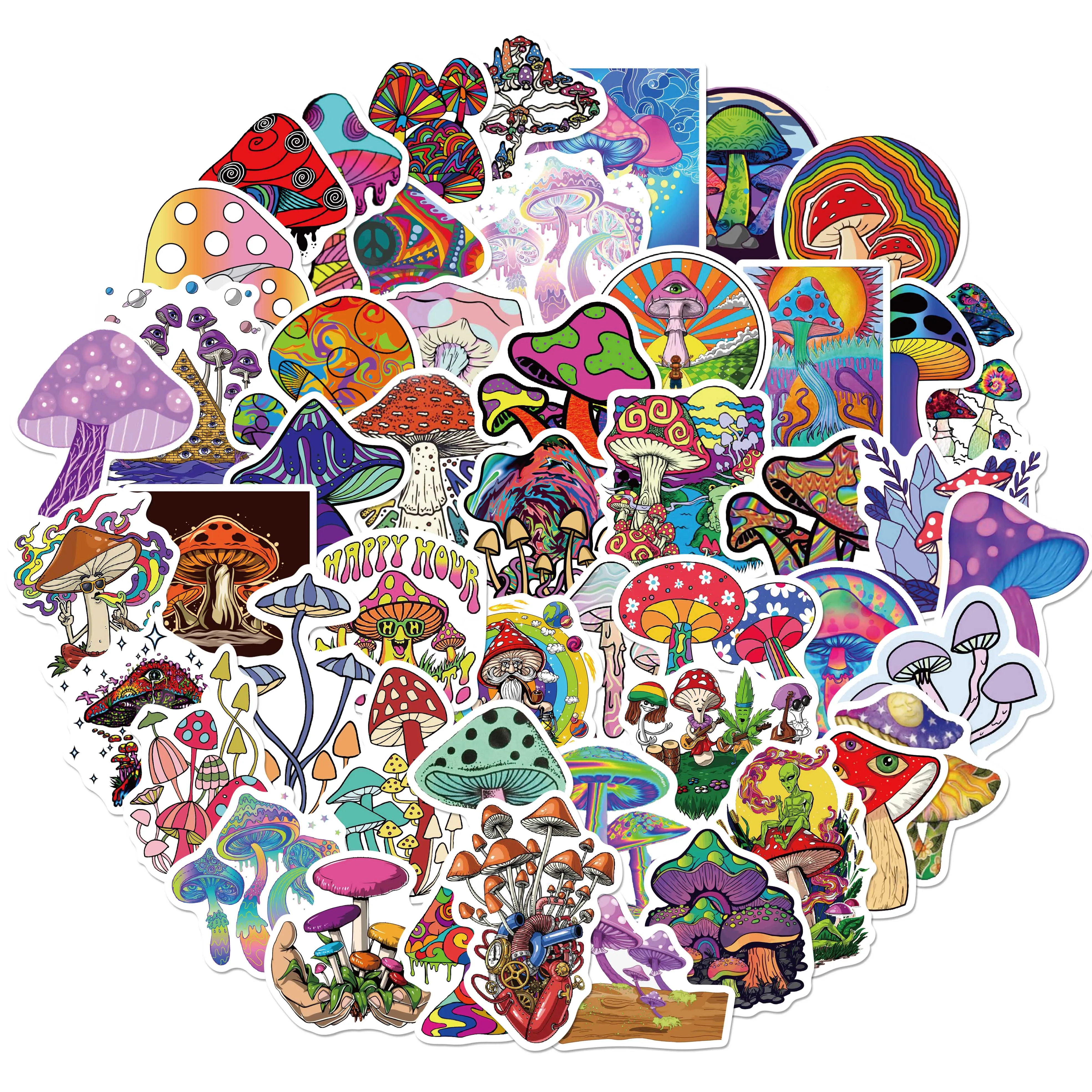

10/50PCS Cartoon Psychedelic Mushroom Sticker Cute Color Magic Plant Funny Anime Stickers Phone Laptop Stickers Decals