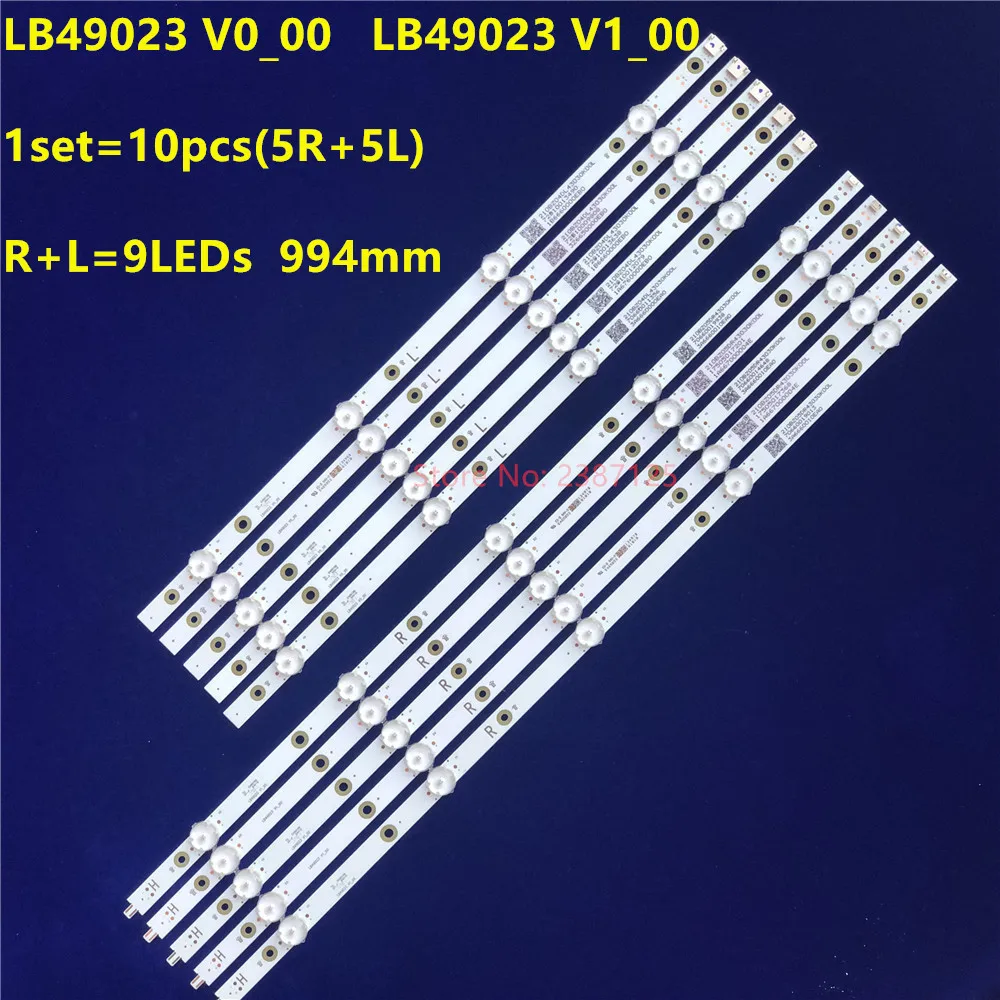 Új 10db ledes backlight csík fo 49PUS7503/12 49PUS6162/12 49PUS6262 49PUS6412 LB49021 LB49023 V1_00 3A6560000EA0 3A6560010EA0