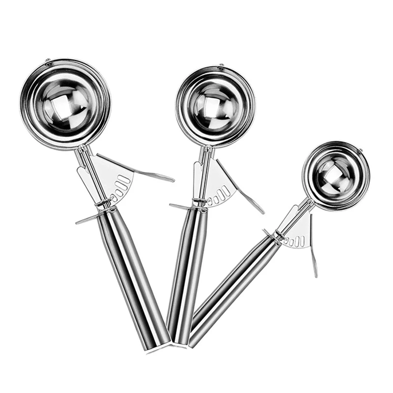 New Ice Cream Scoop Trigger Cookie Melon Baller Portion Control Heavy Duty Premium 18/8 Stainless Steel Spoon Scooper G | Дом и сад