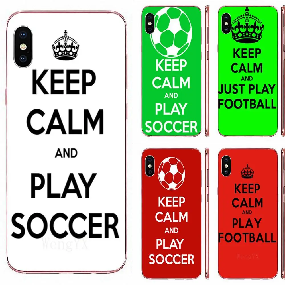 Мягкие чехлы для телефонов Huawei Mate 9 10 20 P P8 P9 P10 P20 P30 P40 Lite Pro Smart 2017 Quotes Keep Calm And Play Soccer |