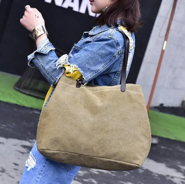 European and American casual women's simple canvas handbags,