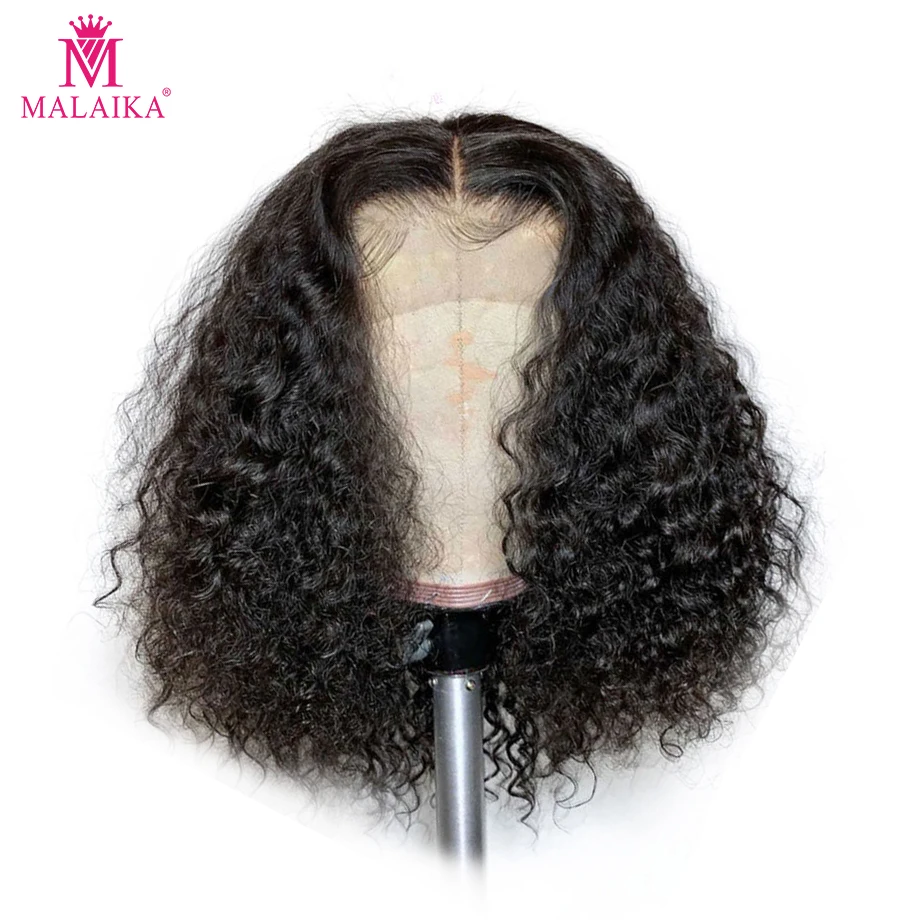 

Malaika Hair Curly Short Bob 13x4 Lace Front Human Hair Wigs Pre Plucked Remy Deep Curly Closure Frontal Wig For Black Women