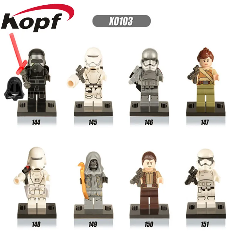 X0103 один Miniture фигурки пространство Пробуждение силы Финн Хан Рей Poe Troopers Кирпичи Строительные блоки для детей подарок игрушки