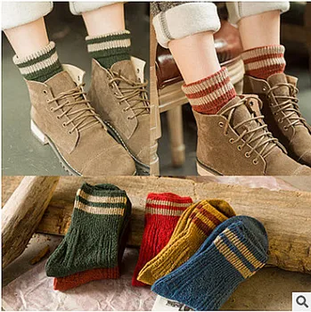 

Winter Wool Socks Thicken Warm Knitted Striped Women Socks Christmas Style Female Short Socks YXL304
