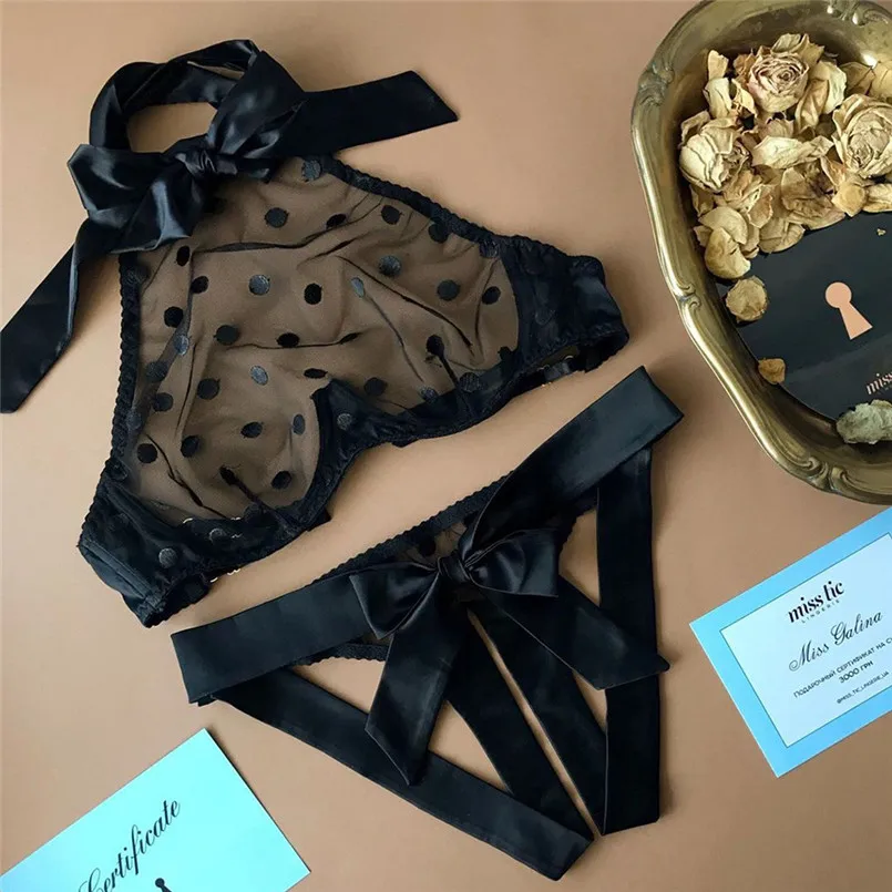 Women Lingerie Corset Lace Underwire Racy Muslin Sleepwear Underwear Bras+Briefs Sweet Women Set Outfits 30N15 (1)