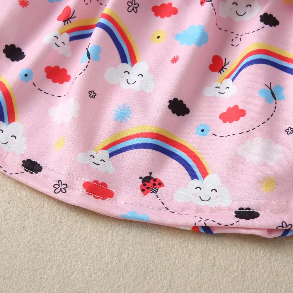 НОВЫЕ комплекты одежды для новорожденных детей и девочек, зимняя рубашка с длинными рукавами и принтом радуги, хлопковый комбинезон, юбка, повязка на голову, комплект из 3 предметов для детей 0-24 месяцев
