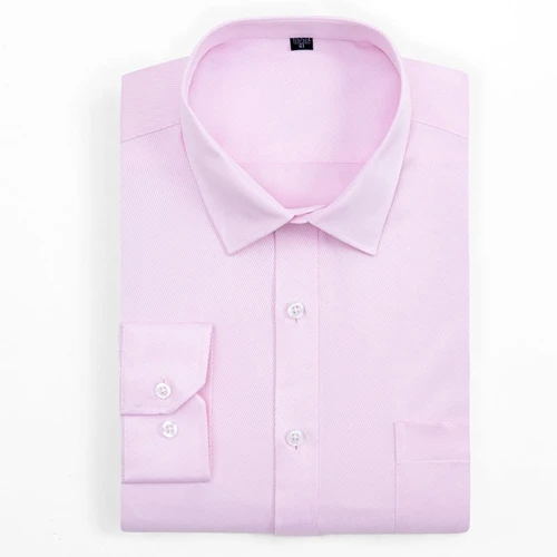 Формальная Мужская рубашка с длинным рукавом, модная саржевая/Однотонная легкая в уходе Стандартная посадка размера плюс, деловая умная Повседневная рубашка для работы - Цвет: 07-06 Twill