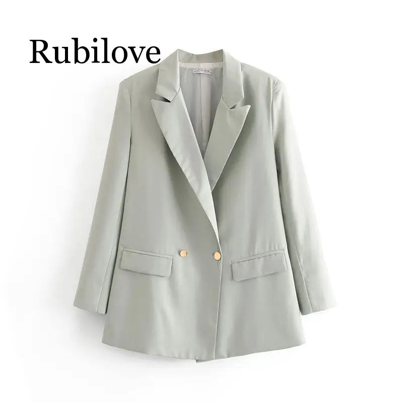 

Rubilove 2019 Women Casual Gray Blazer Female Solid Vintage Long Sleeve Blazer For Office Lady Single Button New Blazer Femme Ja