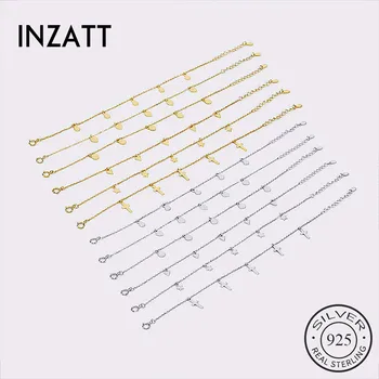 

INZATT Real 925 Sterling Silver Geometric Round Star Cross Triangle Heart Waterdrop Bracelet For Charming Women Fine Jewelry