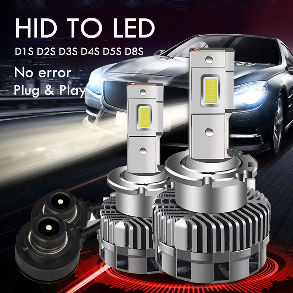 Acheter 2 pièces 30000Lm D1S ampoules de phares LED D2S D3S D4S D8S D1R D2R  D3R D4R D8R Turbo LED CSP puces lumières de voiture 100W pour BMW Benz  Volvo lampe automatique