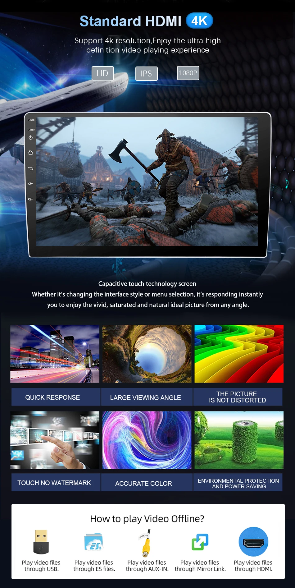 Excellent Eunavi 1 Din 9 inch RK3399 Universal Android 9.0 4G 64G Car Radio Stereo PC GPS Navigation WiFi 1024*600 Audio Bluetooth SWC USB 9