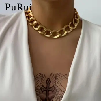 

PuRui Hip Hop Gold Chain Choker Necklace Short Collar Necklace Chunky Chain Fashion Necklace for Women Statement Trendy Jewelry