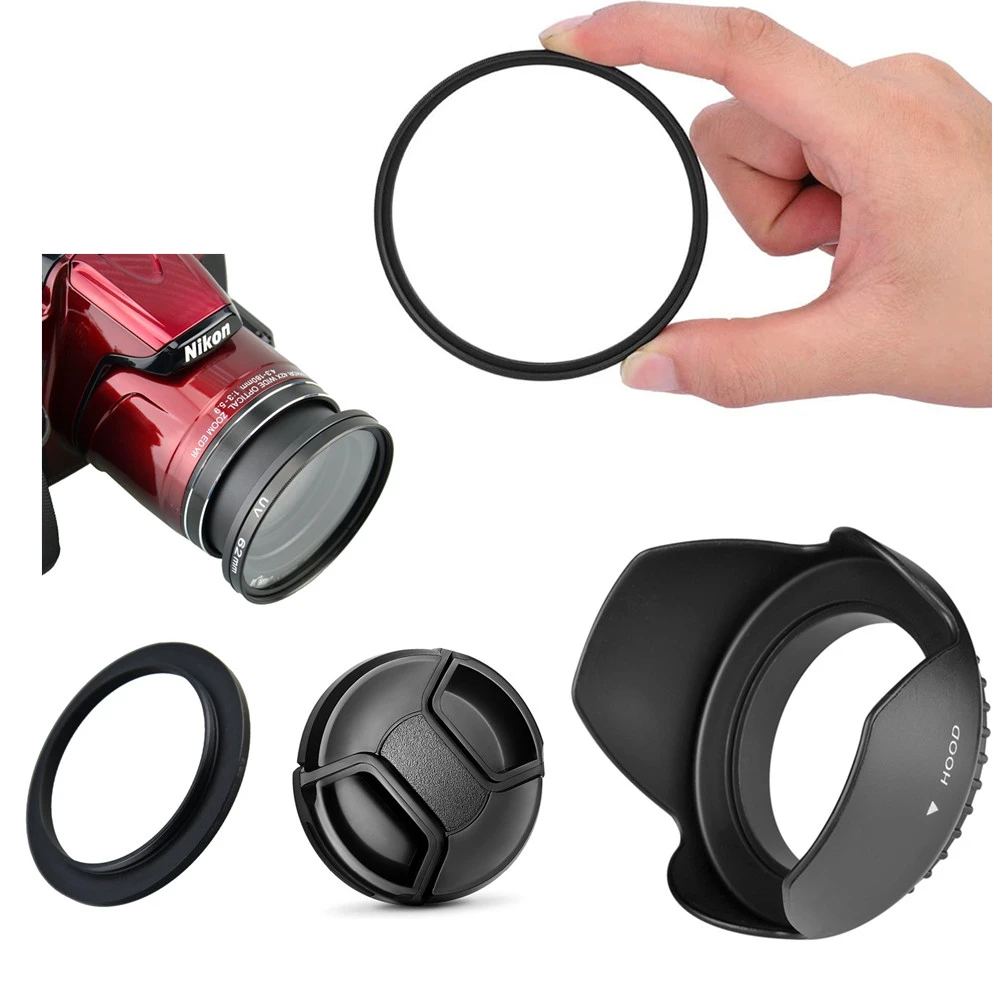 Filtro UV y anillo adaptador de tapa de capó de lente para cámara Nikon Coolpix B600, P610, P530, P520, P510|Filtros de cámara| - AliExpress