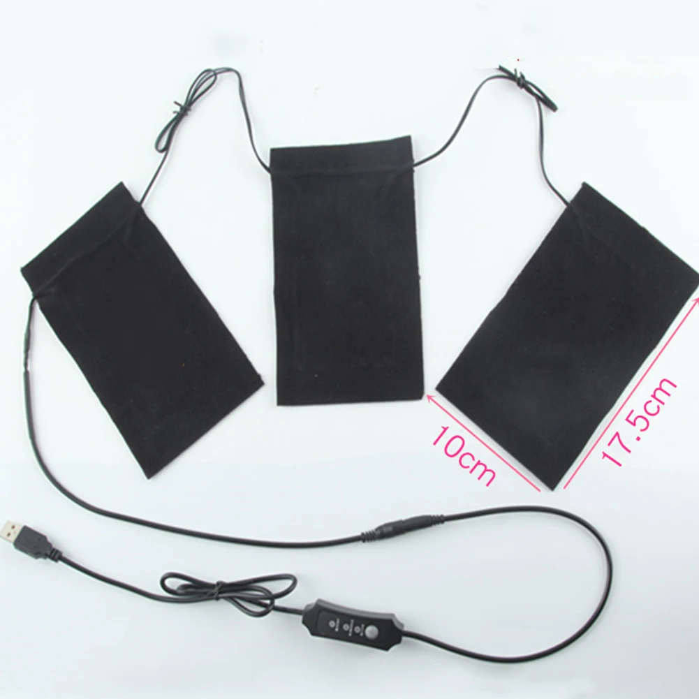 3 in 1 Adjustable USB Warm Paste Pads Fast-Heating Carbon Fiber Heating Pad for Cloth Vest Jacket shoes socks