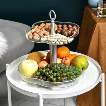 

Snack Dish Candy Stacked Multifunction Party 2 Tiers Home Organizer Dining Room Fruit Basket Countertop Storage Tray Vegetable