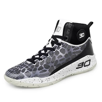

Man Women High-top Black Basketball Shoes Cushioning Light Basketball Sneakers Anti-skid Breathable Outdoor Sports Men Shoes