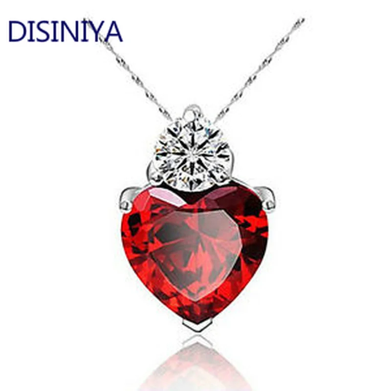 Женские Подвески в виде красного сердца DISINIYA ожерелье с кристаллами ювелирные