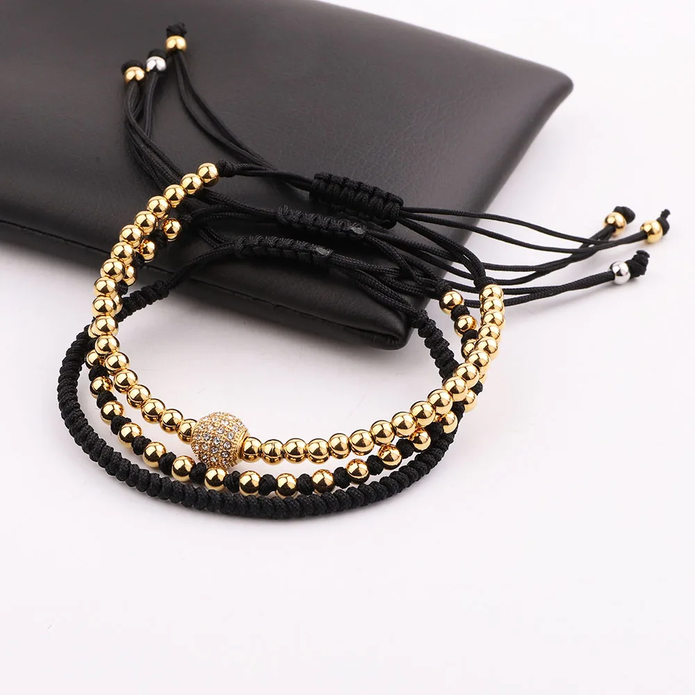 JARAVVI New Design High Quality Stainless Steel Beads Rhinestone Ball Cord Braided Macrame Bracelet Set Men Women Gift - Image 6