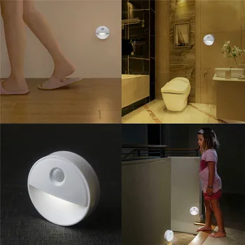 

Infrared Human Body Induction Lamp Night Light LED Motion Sensor Round Shape Night Light luminaria 30AUG12