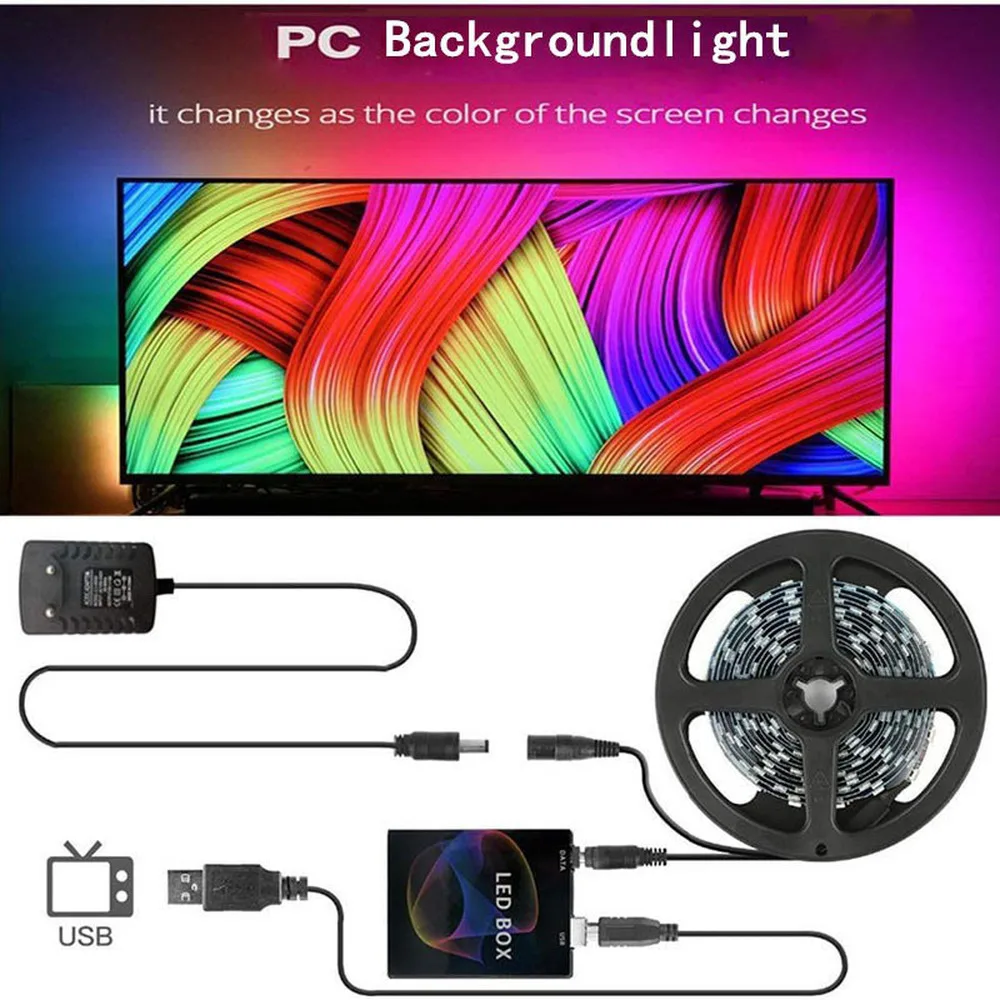 5V WS2812B USB LED Strip light 5050 RGB Dream Color Ambilight Kit for HDTV