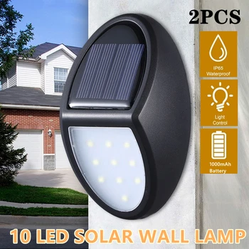 

2Pcs Outdoor Solar LED Wall-mouted Lamp Garden Decorative Waterproof Night Light