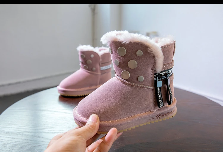 RumRam Warm Kids Snow Boots For Children New Toddler Winter Princess Child Shoes Non-slip Flat Round Toe Girls Baby Lovely Boots