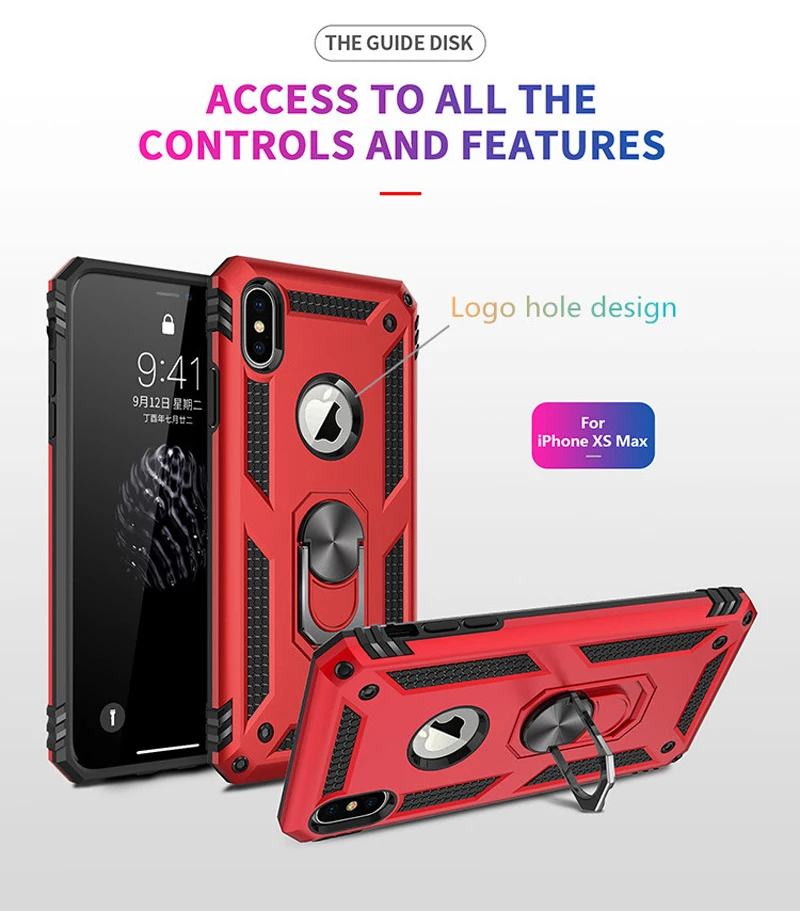 

For iPhone 7 case Armor Shockproof Case Car Holder Ring hull Case for iphone 8 6 6S Plus 5 5s se & iPhone X XR XS 11 pro MAX