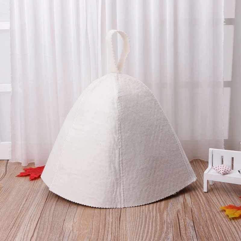 New White Wool Sauna Hat Anti Heat Cap For Bath House Head Protector Russian Style | Дом и сад