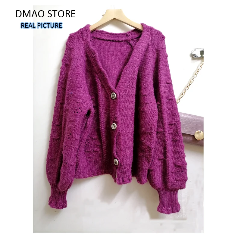 

2020 Winter Raglan Sleeve Knitted Cardigan Candy color Korean style Sweety Button down cardigan oversize sweaters for Lady