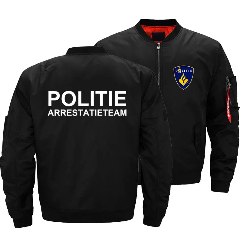 

Netherlands Politie Police Bomber Jacket Military Men Coat Men's Flight Windbreaker Air Pilot Baseball Jackets Plus Size 5XL