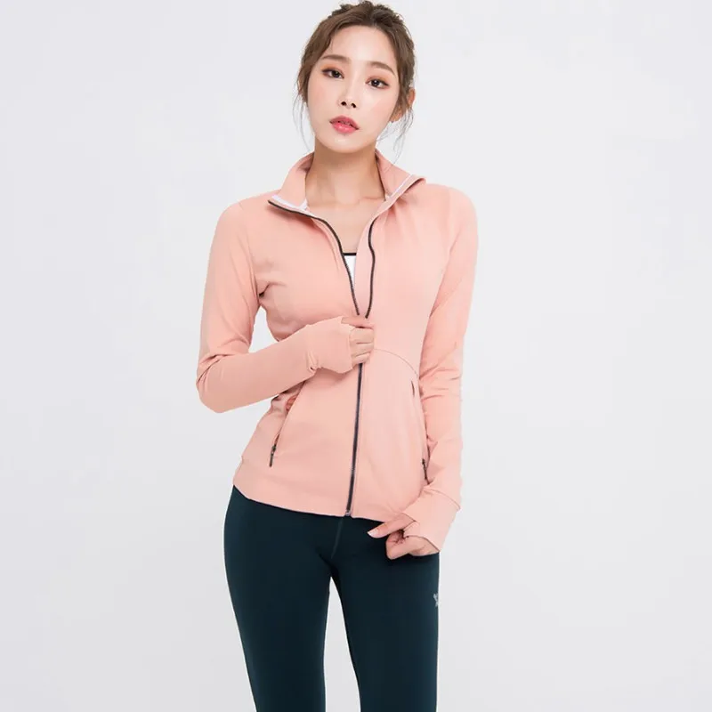 

Autumn Women Slim sports fitness jacket female long-sleeved zipper stand collar quick-drying yoga running fitness clothes tight shirt
