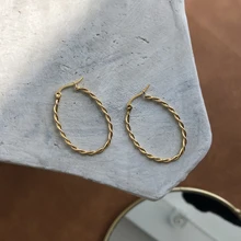 Peribox sbox grande elíptico twisted hoop brincos simples huggie fino brinco aros moda steampunk brincos para mulher 2020 quente