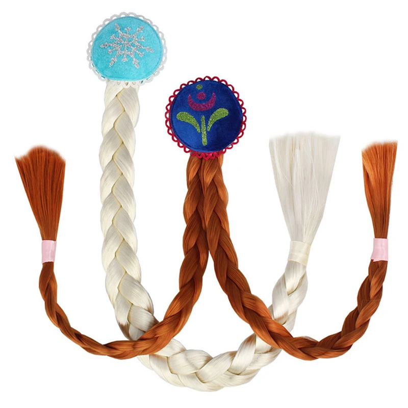 Child Wig Braids Baby Girls Cosplay Show Dress Up Hair Accessories Anna Princess Style Braid Hair Clip Elsa Hairpin Makeup Hair newborn socks for babies