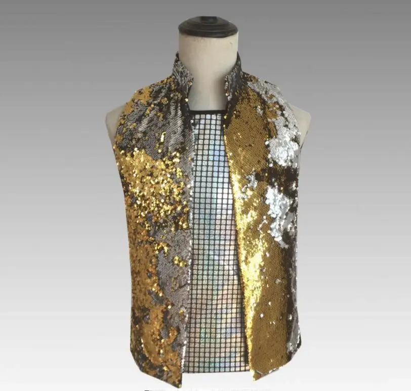 

S-6XL!!Bar and nightclub hipster DJ lounge suit man sequined vest 2019 new custom vest costumes