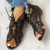 Hollow Out Lace-up PU Wedge Sandals 1