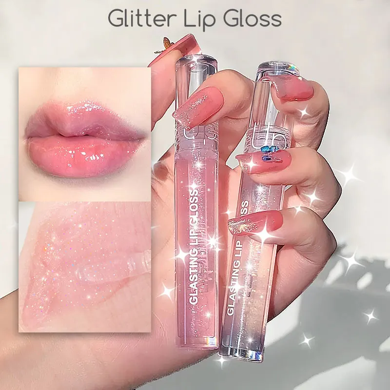 Mirror Gloss Lipstick  Lip Gloss Lip Moisturizing Transparent Lips Oil Reduce Lip Lines Lip Plumping Lipstick With Fine Glitter
