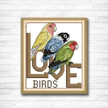 

Three parrots bird 11CT counted printed on canvas needlework full embroidery Sets DMC 14CT Cross Stitch kits home Decor painting