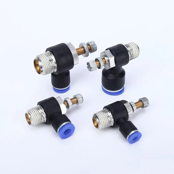 

Pneumatic Fittings SL Control Valve M5 1/8" 1/4" 3/8" 1/2" Male BSPT Thread Brass Push In Quick Connector Throttle Valve