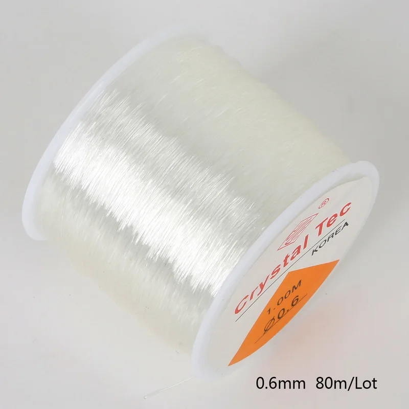 0.6mm 80M Clear Горячая Распродажа 0,5 мм 0,6 мм 0,8 мм 1 мм Диаметр кристалл эластичный шнур для бисероплетения нить ювелирных изделий для DIY ожерелье браслет - Цвет: 0.6mm 80M Clear