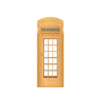 

Simulated Wooden Door Creative Telephone Pavilion Door Sticker Removable Home Door Decoration Sticker