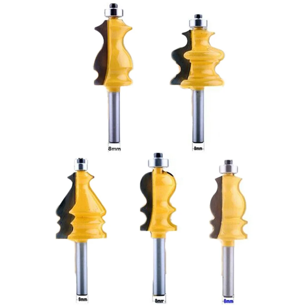 

5PCS 8mm Shank Casing&Base Molding Router Bit Set CNC Line Cutter Woodworking Avoid Cutting Ferrous And Non Wood Materials