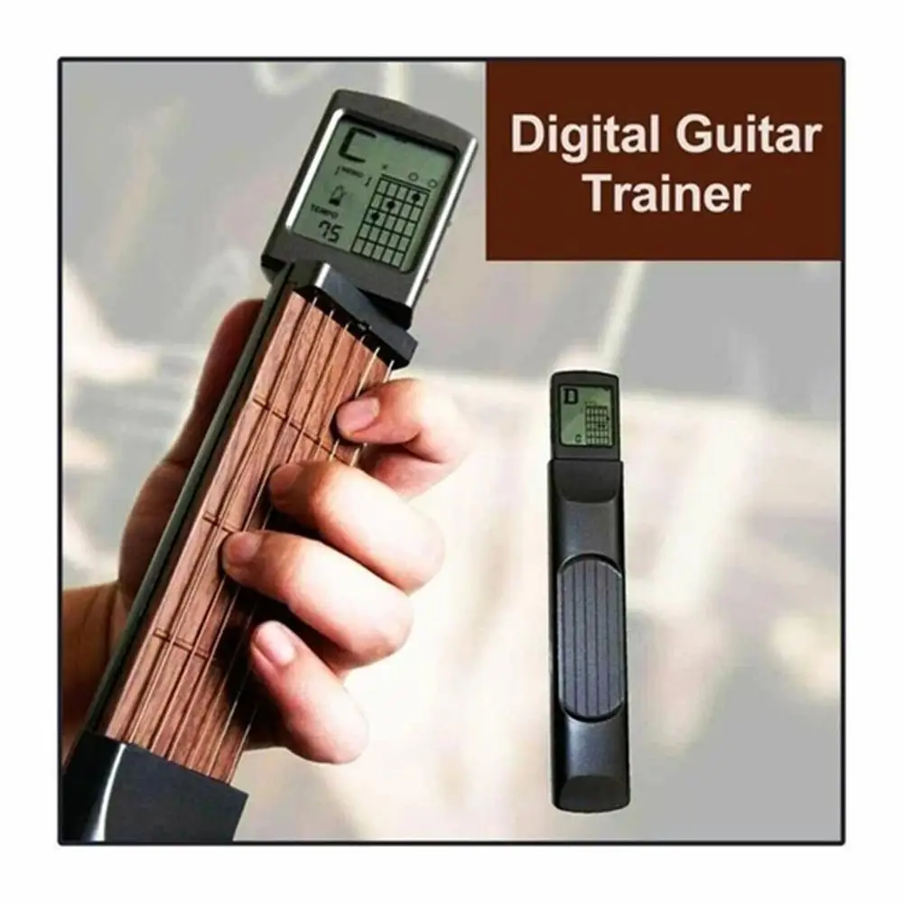 Portable 6-Tone Pocket Guitar Chord Trainer Practice Tool Can Rotate Chord Diagram Screen Guitar Finger Trainer For Beginners pocket guitar trainer