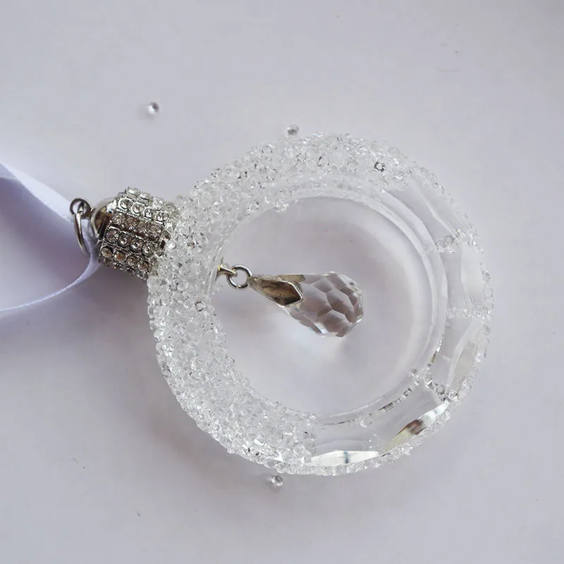 Crystal Christmas Wreathe Figurine Car Pendant Decor Suspension Ornaments Sun Catcher Shining Star Hanging Trim Xmas Gift white