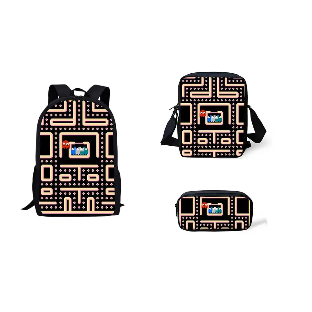 LMYD5309CEK WHEREISART Pacman рюкзак с принтом из игры 3 комплекта для мальчиков и девочек детские школьные сумки сумка на плечо унисекс Rugzak сумка для книг пенал - Цвет: LMYD5309CEK