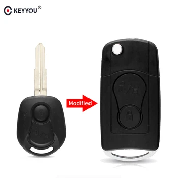 

KEYYOU Uncut Blade 2 Button Modified Filp Car Remote Key Shell Fob Case Cover For Ssangyong Actyon SUV Kyron Car Styling