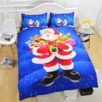 

New Santa Pattern Duvet Cover High Quality Home Textile Quilt Cover with 2 Pillowcase Fashion Bedding 3 Pcs Set and Sheet
